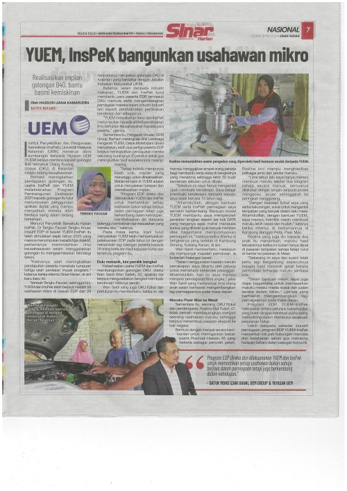 YUEM DAN INSPEK BANGUNKAN USAHAWAN MIKRO